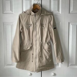 Laundry by Shelli‎ Segal Women's Cinch Waist Rain Coat Size M  Hooded Pockets